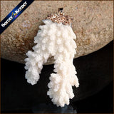 Raw Coral Pendant Necklace Druzy Elestial Specimen