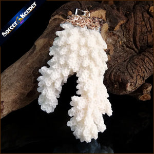 Raw Coral Pendant Necklace Druzy Elestial Specimen