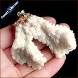 Raw Coral Pendant Necklace Druzy Elestial Specimen AA293