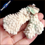Raw Coral Pendant Necklace Druzy Elestial Specimen AA293