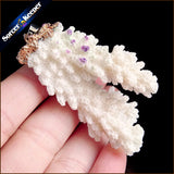 Raw Coral Pendant Necklace Druzy Elestial Specimen