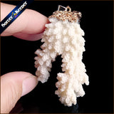 Raw Coral Pendant Necklace Druzy Elestial Specimen