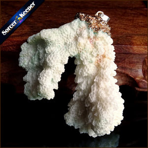 Raw Coral Pendant Necklace Druzy Elestial Specimen AA293