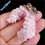 Raw Coral Pendant Necklace Druzy Drusy Elestial Cluster Specimen