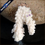 Raw Coral Pendant Necklace Druzy Elestial Specimen
