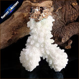 Raw Coral Pendant Necklace Druzy Drusy Elestial Skeletal Cluster Specimen AA359
