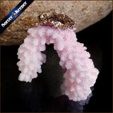 Raw Coral Pendant Necklace Druzy Drusy Elestial Cluster Specimen
