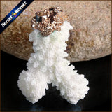 Raw Coral Pendant Necklace Druzy Drusy Elestial Skeletal Cluster Specimen AA359