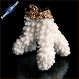 Coral Pendant Necklace Druzy Elestial Cluster Specimen