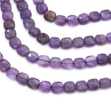 Amethyst Faceted Square 6mm Stone Beads for DIY Jewelry