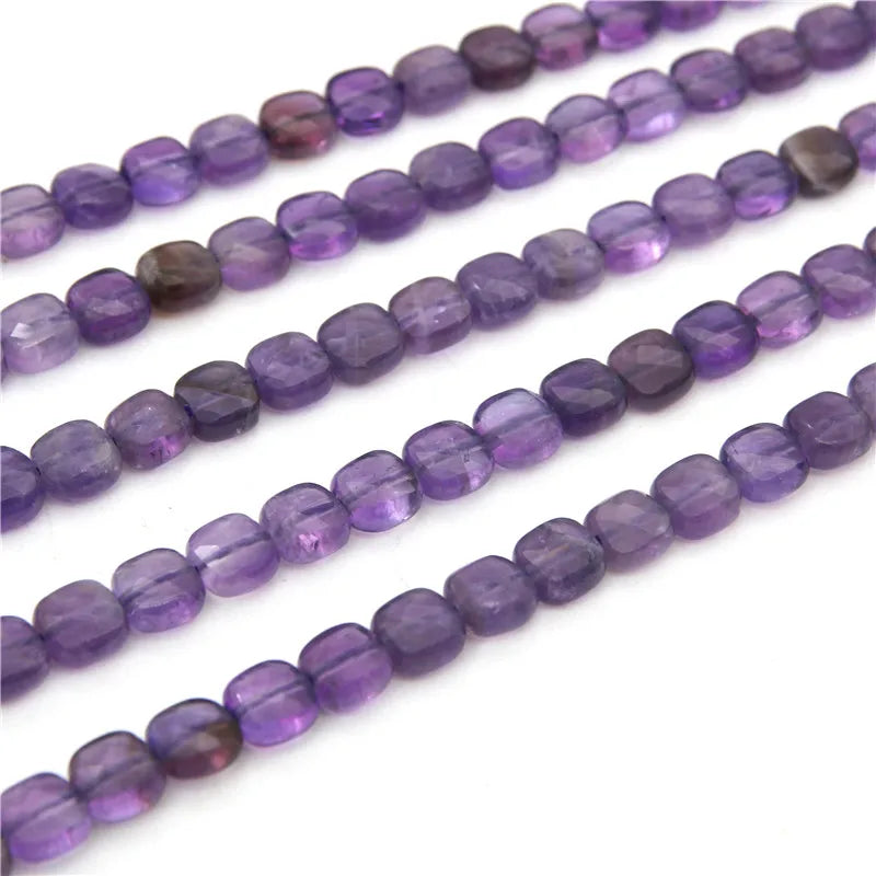 Amethyst Faceted Square 6mm Stone Beads for DIY Jewelry