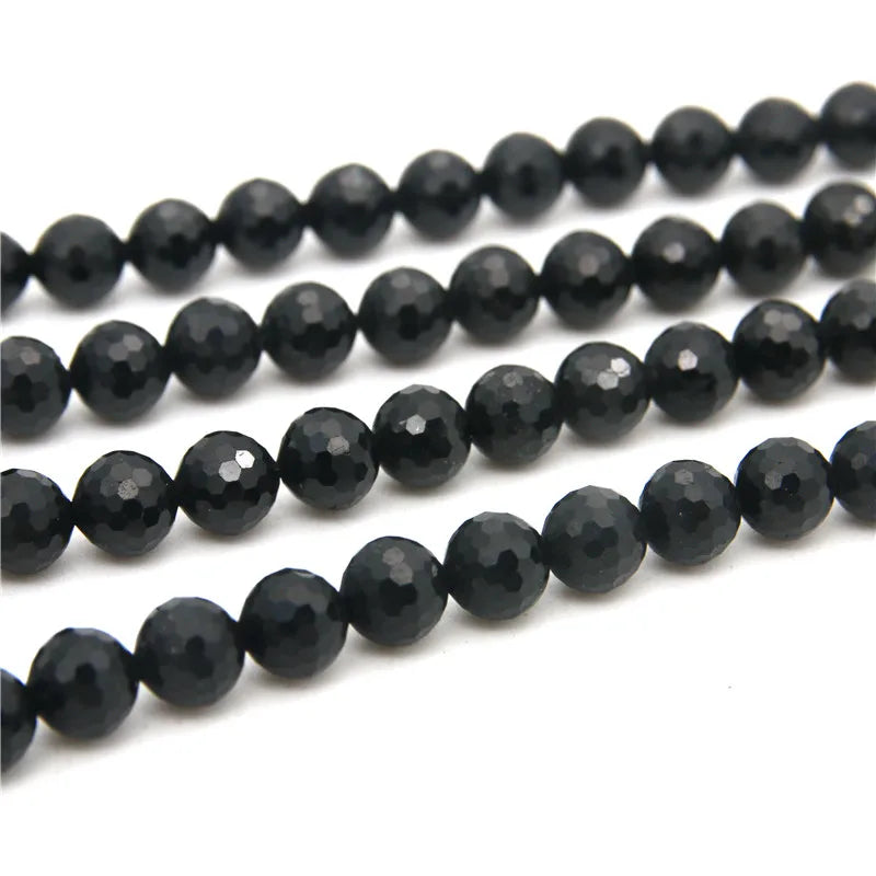 Natural Tourmaline Beads 6mm Faceted Round for DIY Jewelry Making