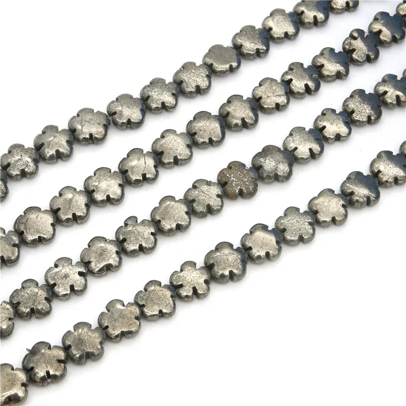 Pyrite Beads Flower Shape 12mm for Jewelry Making