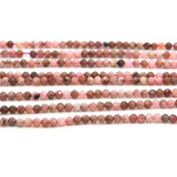 Natural Rhodochrosite Small Beads Faceted Round 2/3mm