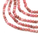 Natural Rhodochrosite Small Beads Faceted Round 2/3mm