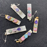 Natural Stone Rectangular Crystal Pendant 10-55mm Inlaid Charm