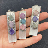 Natural Stone Rectangular Crystal Pendant 10-55mm Inlaid Charm