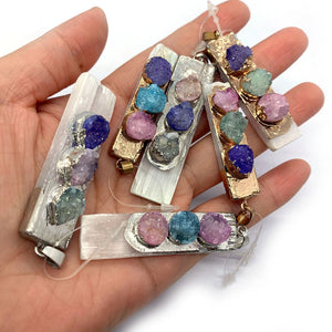 Natural Stone Rectangular Crystal Pendant 10-55mm Inlaid Charm