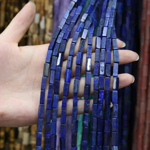 Natural Stone Bead Agates Lapis String Beads for Jewelry Making DIY 4x13mm