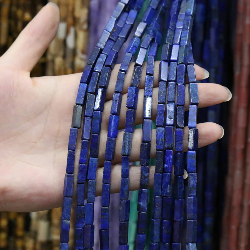 Natural Stone Bead Agates Lapis String Beads for Jewelry Making DIY 4x13mm