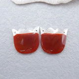 Red Agate & Shell Gemstone Earrings Bead 27x25x5mm