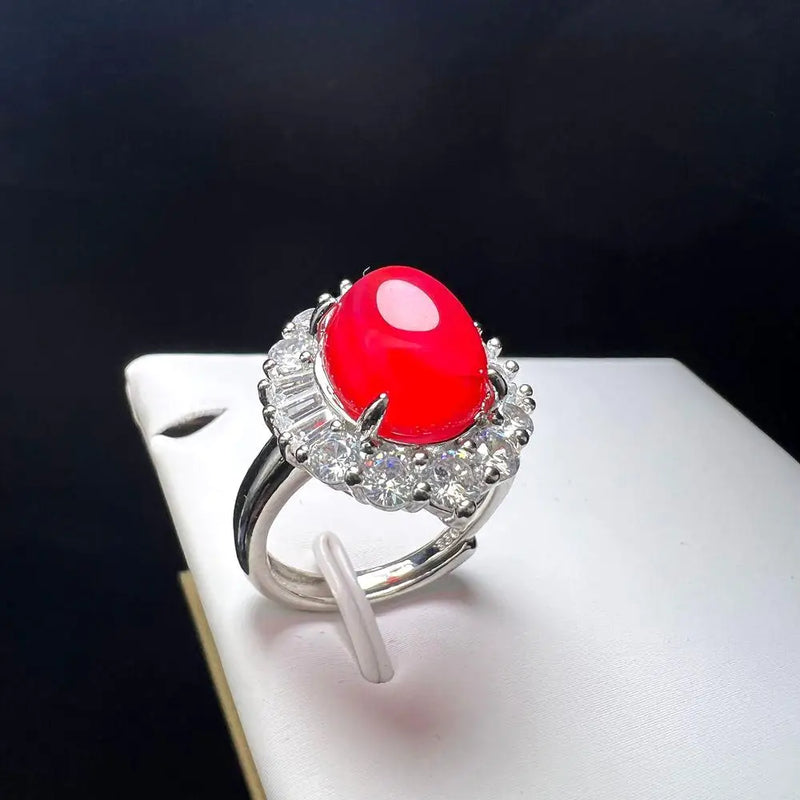 Red Agate Finger Ring Charm Rings Zircon Stone Rings