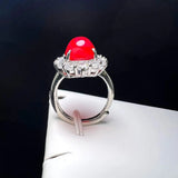 Red Agate Finger Ring Charm Rings Zircon Stone Rings