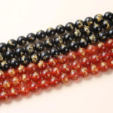 Natural Stone Red Agate Carved Dragon Bead Round Loose Spacer 8-14mm