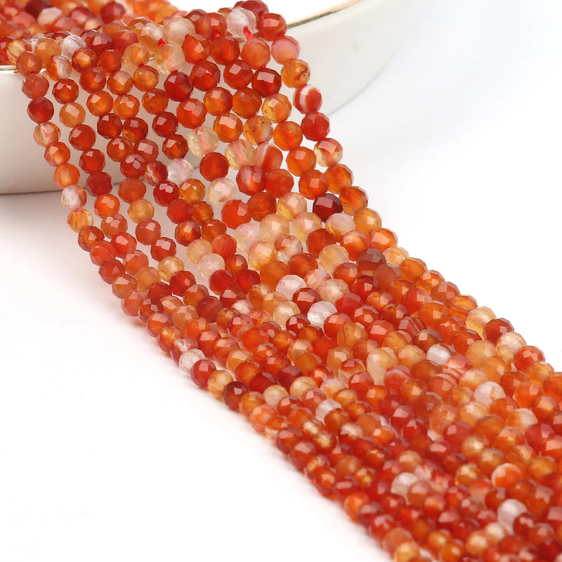Red Carnelian Beads 2-4mm Faceted Agate for Jewelry Making