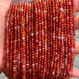 3mm 4mm Red Carnelian Faceted Agate Beads Strand