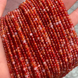 3mm 4mm Red Carnelian Faceted Agate Beads Strand