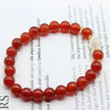 Red Carnelian Stone Bracelet Clover Shell Spacer Beads Bangle