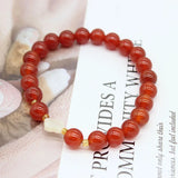 Red Carnelian Stone Bracelet Clover Shell Spacer Beads Bangle