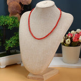 Red Coral Cylindrical Beaded Choker Necklace 38+5cm