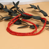 Red Coral Cylindrical Beaded Choker Necklace 38+5cm