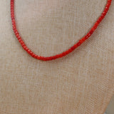 Red Coral Cylindrical Beaded Choker Necklace 38+5cm