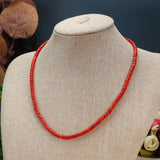 Red Coral Cylindrical Beaded Choker Necklace 38+5cm