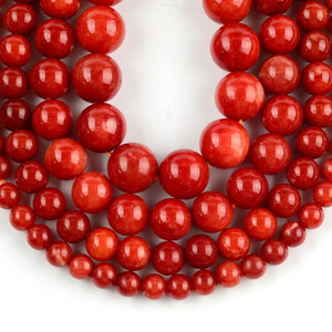 Red Coral Jades Beads for Jewelry Making, Round Loose Spacer Beads, 6-12mm, 15"