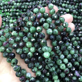 8mm Faceted Red Green Epidote Zoisite Beads for Jewelry Making