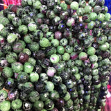 8mm Faceted Red Green Epidote Zoisite Beads for Jewelry Making