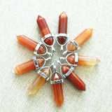 Natural Stone Red Pattern Agates Diy Hexagonal Cylindrical Pendant Necklace