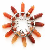 Natural Stone Red Pattern Agates Diy Hexagonal Cylindrical Pendant Necklace