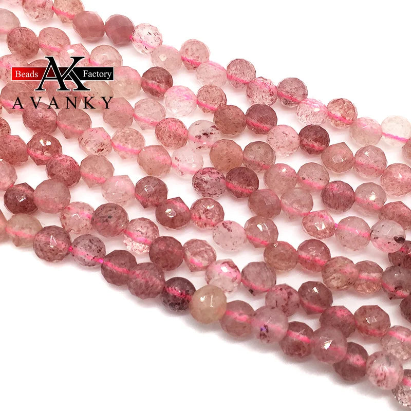 6MM Red Strawberry Crystal Beads Faceted Water Drop Spacer Beads