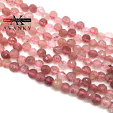 6MM Red Strawberry Crystal Beads Faceted Water Drop Spacer Beads