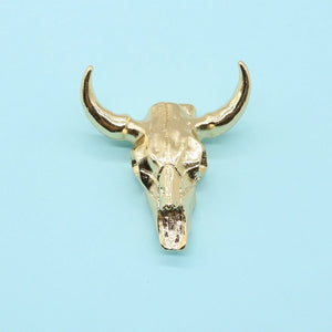 Bull Head Resin Pendant for DIY Necklace - Gold-silver Charm
