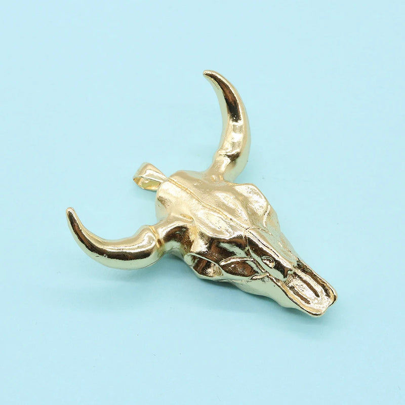 Bull Head Resin Pendant for DIY Necklace - Gold-silver Charm