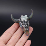 Natural Stone Retro Oxhead Pendant Amethyst Quartz for Jewelry Making