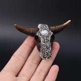 Natural Stone Retro Oxhead Pendant Amethyst Quartz for Jewelry Making