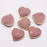 Rhodochrosite Heart Gilt Edge Necklace Pendants