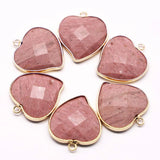 Rhodochrosite Heart Gilt Edge Necklace Pendants
